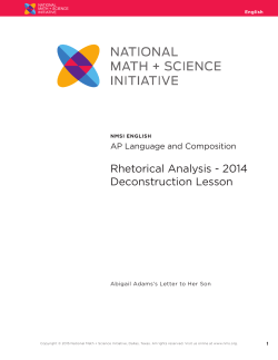 Rhetorical Analysis - 2014 Deconstruction Lesson
