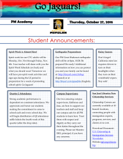 Jaguars Student PM Newsletter Oct 26, 2016