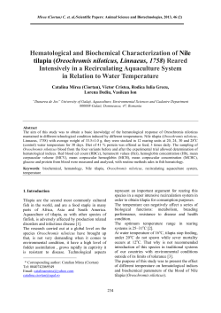 Hematological and Biochemical Characterization of Nile tilapia