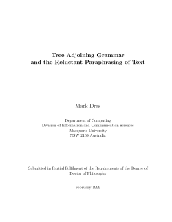 Tree Adjoining Grammar and the Reluctant Paraphrasing of Text