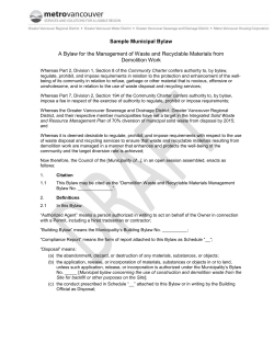 Sample Municipal Bylaw