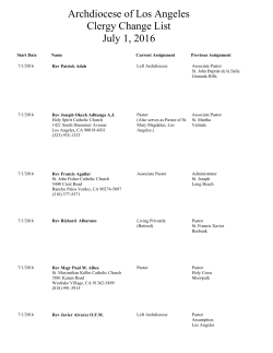 Archdiocese of Los Angeles Clergy Change List July 1, 2016