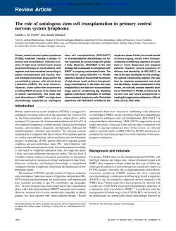 The role of autologous stem cell transplantation in primary central