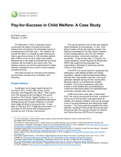 Pay-for-Success in Child Welfare: A Case Study