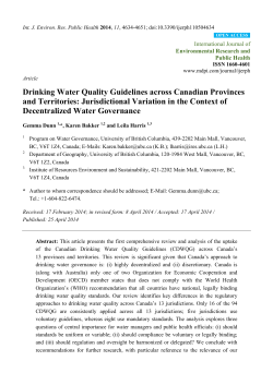 Drinking Water Quality Guidelines across Canadian Provinces and