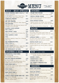 Mon &ndash; Thurs - Archibald Hotel