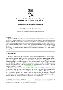 Evaluating MT systems with BEER