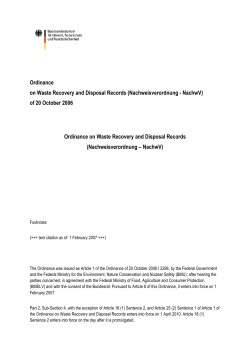 Ordinance on Waste Recovery and Disposal Records