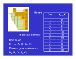 Rare gases He, Ne, Ar, Kr, Xe, Rn Diatomic gaseous elements H , N