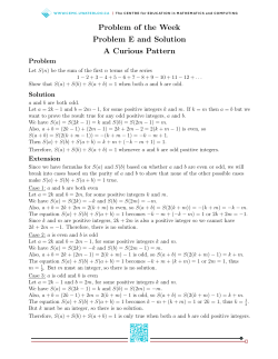 Problem of the Week Problem E and Solution A Curious Pattern