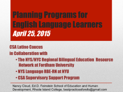 Planning Programs for English Language Learners