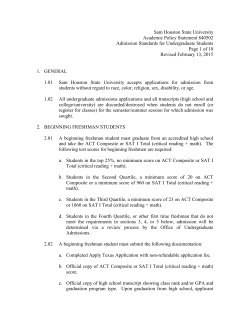 Sam Houston State University Academic Policy Statement 840502