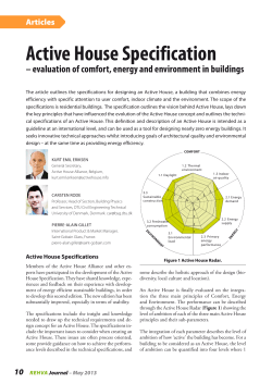 Active House Specification - evaluation of comfort, energy and