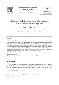 Stationary solutions of Liouville equations for non