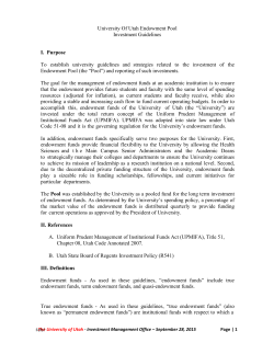 University Of Utah Endowment Pool Investment Guidelines I