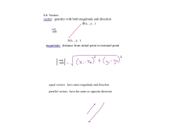 8.6 Vectors vector: quantity with both magnitude and direction
