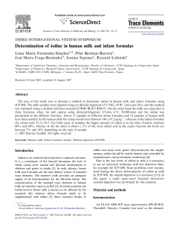 Determination of iodine in human milk and infant formulas