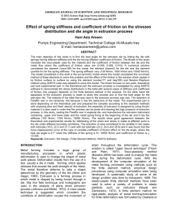 Effect of spring stiffness and coefficient of friction on the stresses