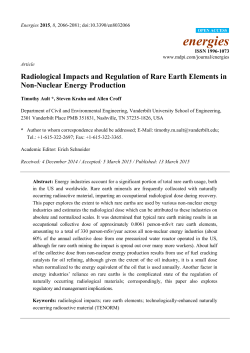 Radiological Impacts and Regulation of Rare Earth Elements in Non