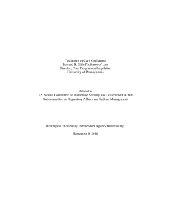 Testimony of Cary Coglianese Edward B. Shils