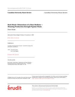 Rock Music: Dimensions of a Mass Medium &mdash; Meaning Production