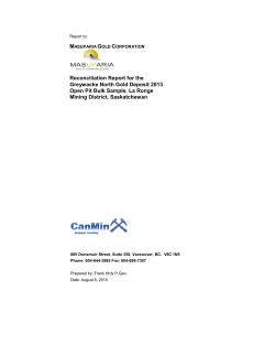 Reconciliation Report for the Greywacke North Gold Deposit 2013