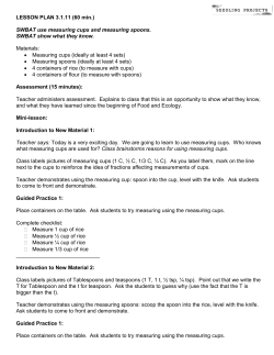 LESSON PLAN 3.1.11 (60 min.) SWBAT use measuring cups and