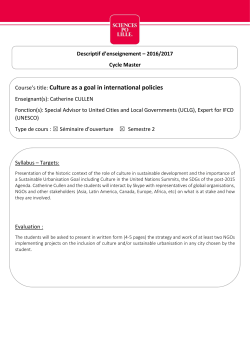 Culture as a Goal in international policies - C