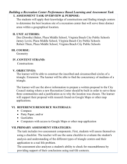 Building a Recreation Center Performance Based Learning and