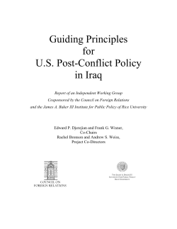 Guiding Principles for US Post-Conflict Policy in Iraq