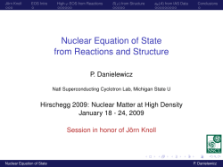 Nuclear Equation of State from Reactions and