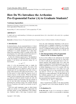 How Do We Introduce the Arrhenius Pre