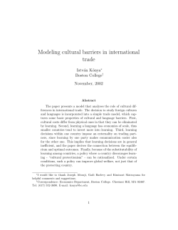 Modeling cultural barriers in international trade