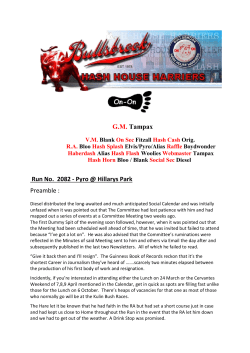 G.M. Tampax Run No. 2082 - Pyro @ Hillarys Park Preamble :
