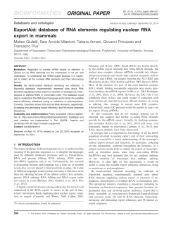 ExportAid: database of RNA elements regulating nuclear RNA