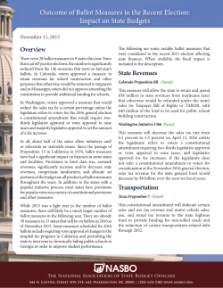Outcome of Ballot Measures in the Recent Election: Impact on State