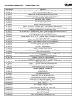 Process Chemistry Laboratory Characterization Tests