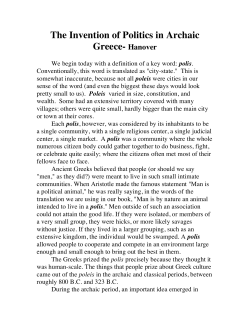 The Invention of Politics in Archaic Greece