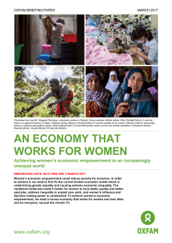 An Economy that Works for Women: Achieving women`s economic