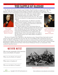 THE BATTLE of CAMDEN Quick Quiz