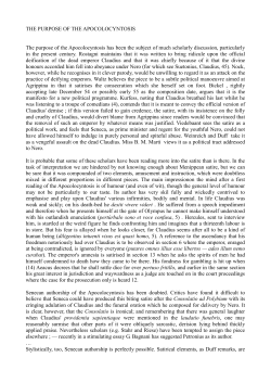 THE PURPOSE OF THE APOCOLOCYNTOSIS The purpose of the