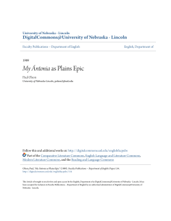 My &Atilde;&dagger;ntonia as Plains Epic - DigitalCommons@University of