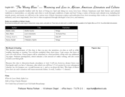 English 66f : &ldquo;The Weary Blues&rdquo;&mdash; Mourning and Loss in African