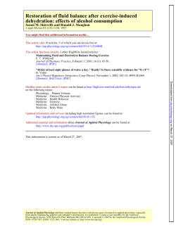 dehydration: effects of alcohol consumption Restoration of