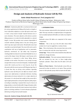 Design and Analysis of Hydraulic Scissor Lift By FEA