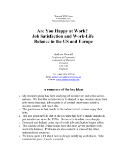 Are You Happy at Work? Job Satisfaction and Work
