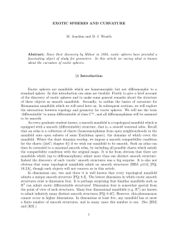 EXOTIC SPHERES AND CURVATURE M. Joachim and D. J. Wraith