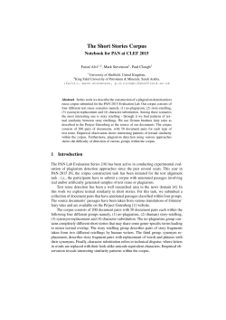 The Short Stories Corpus - CEUR Workshop Proceedings