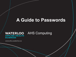 A Guide to Passwords - University of Waterloo