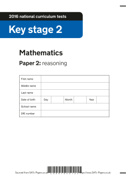 2016 KS2 SATs Maths Paper 2